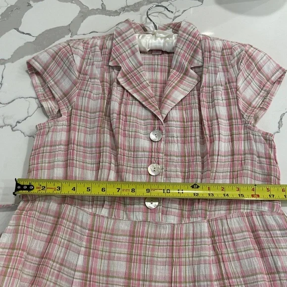 April Cornell Springtime Check Porch Dress in Rose Sage - Picture 12 of 14